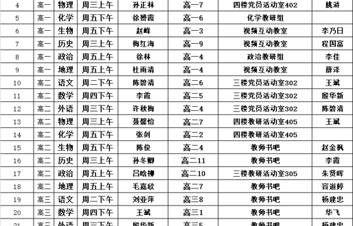  2025秋学期第十二周研讨课安排表